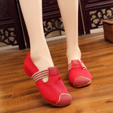 Women's Elegant Ethnic Style Tendon Bottom Height Increasing Canvas Shoes Newgew