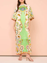 Unique Cashew Floral Print Loose Midi Dress Newgew Dresses