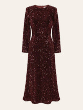 Sequin Decorated Velvet Midi Dress In Red Newgew Dresses