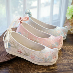 Women's The Han Clothing Ancient Style Embroidered Chinese Bow Canvas Shoes Newgew