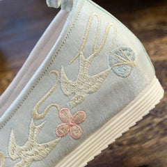 Women's The Han Clothing Ancient Style Embroidered Chinese Bow Canvas Shoes Newgew