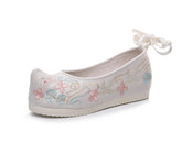 Women's The Han Clothing Ancient Style Embroidered Chinese Bow Canvas Shoes Newgew