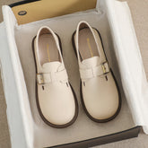 Women Retro Soft Leather Flat Casual Shoes Newgew Shoes
