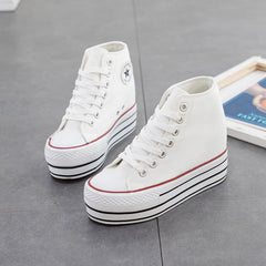 Women's Height Increasing Insole Korean Style Canvas Shoes Newgew