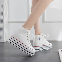 Women's Height Increasing Insole Korean Style Canvas Shoes Newgew