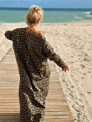 Camel Leopard Oversize Long Sleeve Dress Newgew Dresses