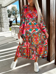 Fashion Long Sleeve V Neck Maxi Dress Newgew Dresses