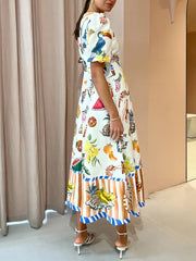 Fashion Graffiti Print Slim Fit Versatile Maxi Dress Newgew Dresses