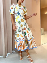 Fashion Graffiti Print Slim Fit Versatile Maxi Dress Newgew Dresses