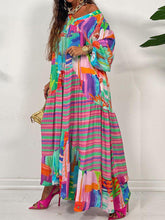 Oversized V-Neck Printed Maxi Dress Newgew Dresses