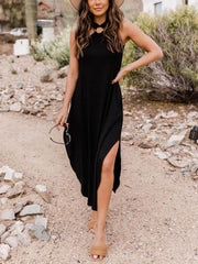 Halter Light Blue Midi Dress with Pocket Newgew Dresses