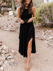 Halter Light Blue Midi Dress with Pocket Newgew Dresses