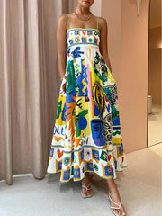 Chic Geometric Graffiti Prints Slip Dress Newgew Dresses