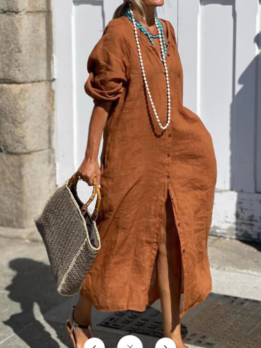 Burnt Orange Button Up Dress Newgew Dresses