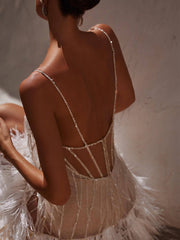 Backless Fringed Mesh Sequin Miniskirt Newgew Dresses