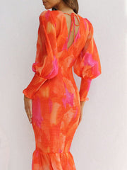 V-Neck Evening Gown Open Back Midi Dress Newgew Dresses