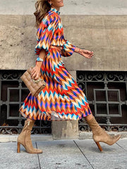 Elegant Stand Collar Mid Length Dress Newgew Dresses