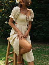 Elegant Solid Color Pastoral Midi Dress Newgew Dresses