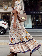 V-Neck Printed Loose Maxi Dress Newgew Dresses