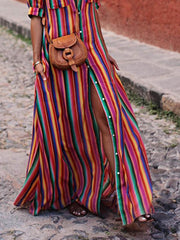 Casual Striped Printed Maxi Skirt Newgew Dresses