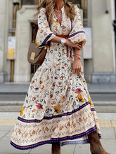 V-Neck Printed Loose Maxi Dress Newgew Dresses