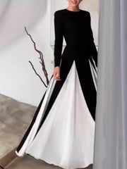 Glam Elegant Panelled Tulle Long Sleeve A-line Maxi Dress Newgew Dresses