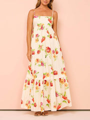 Unique Floral Print Halter Backless Extra Maxi Dress Newgew Dresses