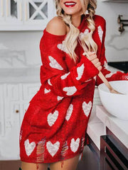 Hollow Out Hole Heart Sweater Dress Newgew Dresses