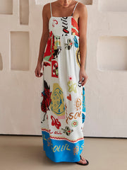 Refined Sensation Satin Unique Print Maxi Dress Newgew Dresses