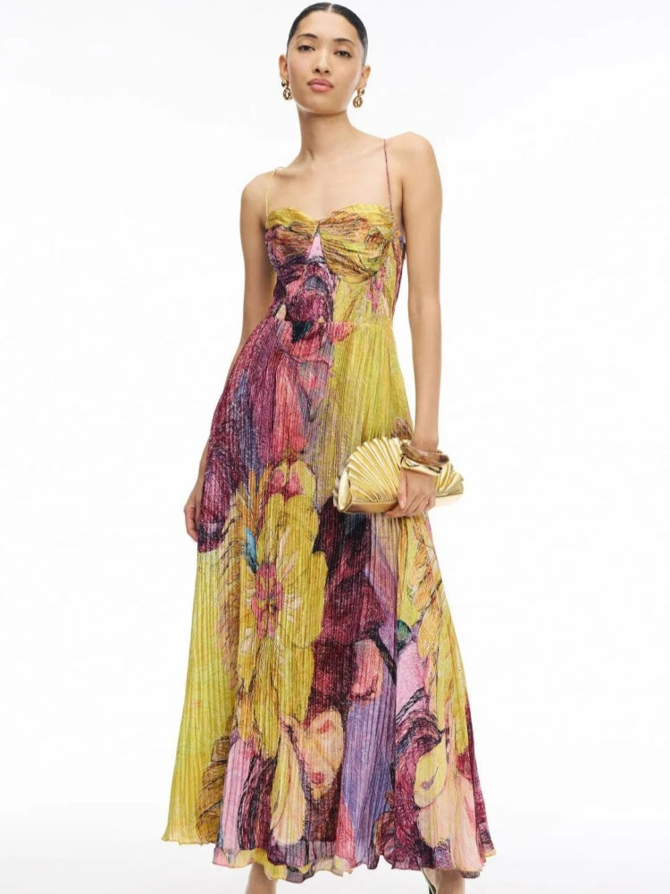 Kiara Multicolored Ikat Print Maxi Dress Newgew Dresses