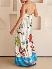 Refined Sensation Satin Unique Print Maxi Dress Newgew Dresses