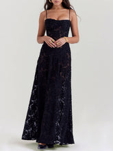 Black Floral Lace Back Maxi Dress Newgew Dresses