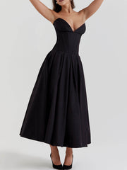 Black Strapless Midi Dress Newgew Dresses
