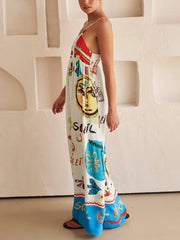 Refined Sensation Satin Unique Print Maxi Dress Newgew Dresses