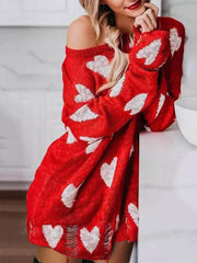 Hollow Out Hole Heart Sweater Dress Newgew Dresses