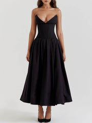 Black Strapless Midi Dress Newgew Dresses