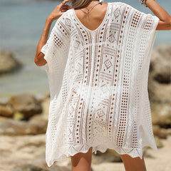Cutout Texture Sun Protection Beach Cover-Up Clothes Newgew Dresses