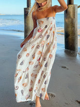 Unique Shell Conch Print Pleated Pockets Lightweight Maxi Dress Newgew Dresses