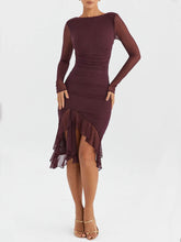 Wine Ruffle Midi Dress Newgew Dresses
