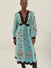 Blue Flowing Beauty Long Sleeve Midi Dress Newgew Dresses