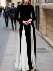 Glam Elegant Panelled Tulle Long Sleeve A-line Maxi Dress Newgew Dresses