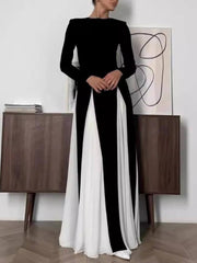 Glam Elegant Panelled Tulle Long Sleeve A-line Maxi Dress Newgew Dresses