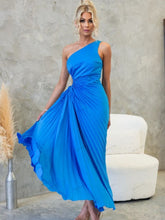 Pleated One-Shoulder Cut-Out Waist Gown Newgew Dresses