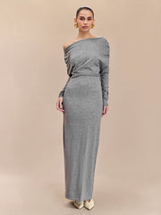 Asymmetric Neckline Maxi Dress Newgew Dresses