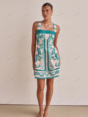 Trendy Casual Printed Spaghetti Strap Mini Dress Newgew Dresses