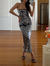 Silver Sequin Strap Midi Dress Newgew Dresses