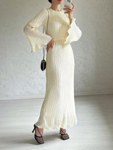 Pleated Bell Sleeve Maxi Dress Newgew Dresses