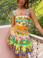 Summer MulticolorLemon Preated Hem Mini Dress Newgew Dresses