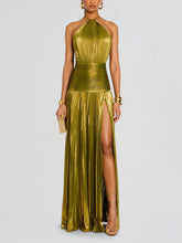 Thalia Metallic Peridot Maxi Dress Newgew Dresses