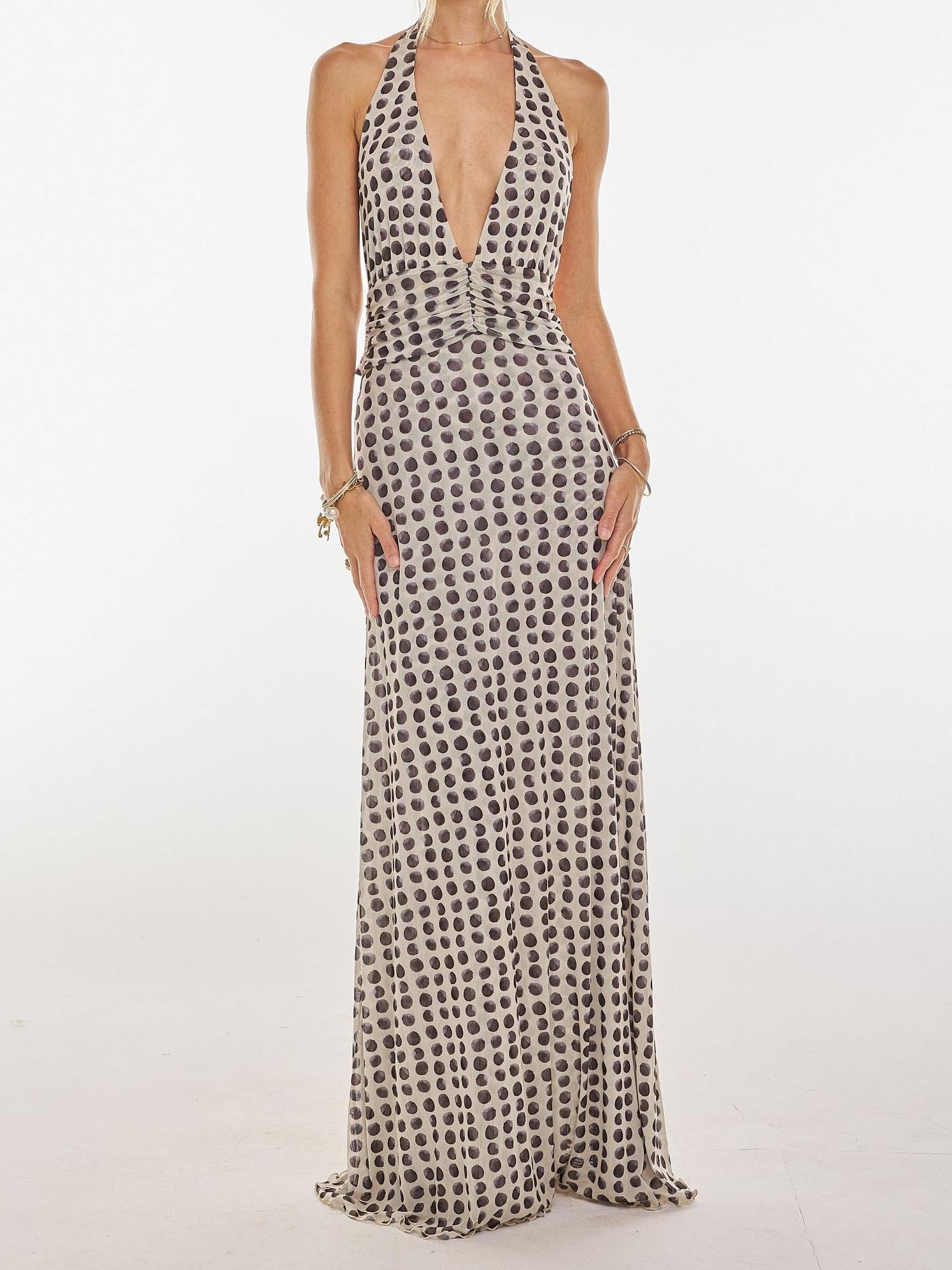 Camoni Polka Dot Diary Maxi Dress Newgew Dresses